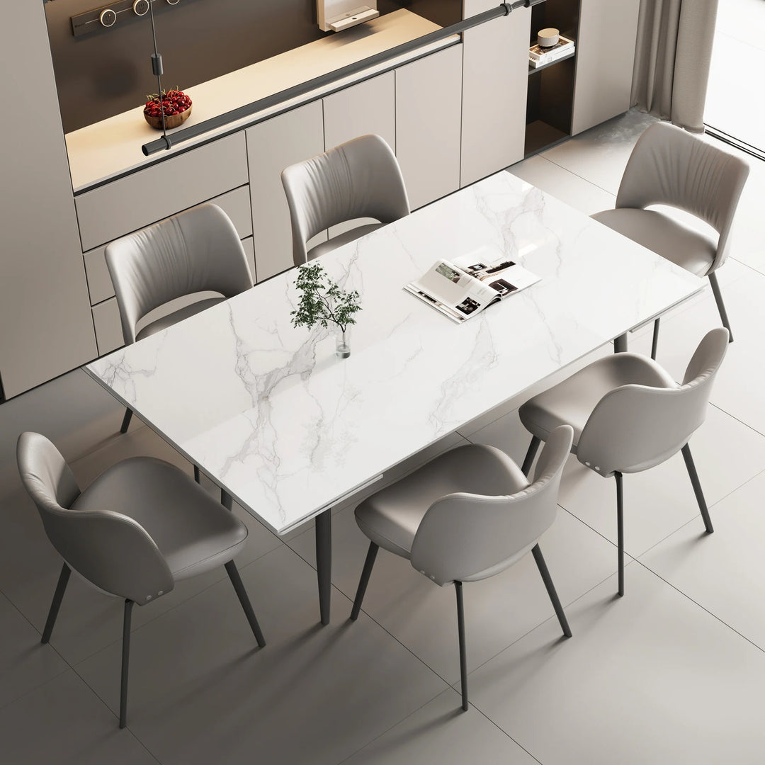 Glossy Slate 63"-95" Extendable Rectangle Dining Table - 94.4"W X 35.4"D X 29.5"H