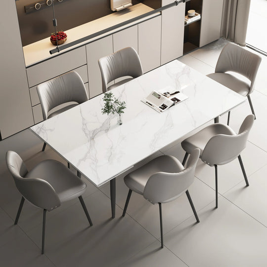 Glossy Slate 63"-95" Extendable Rectangle Dining Table - 94.4"W X 35.4"D X 29.5"H