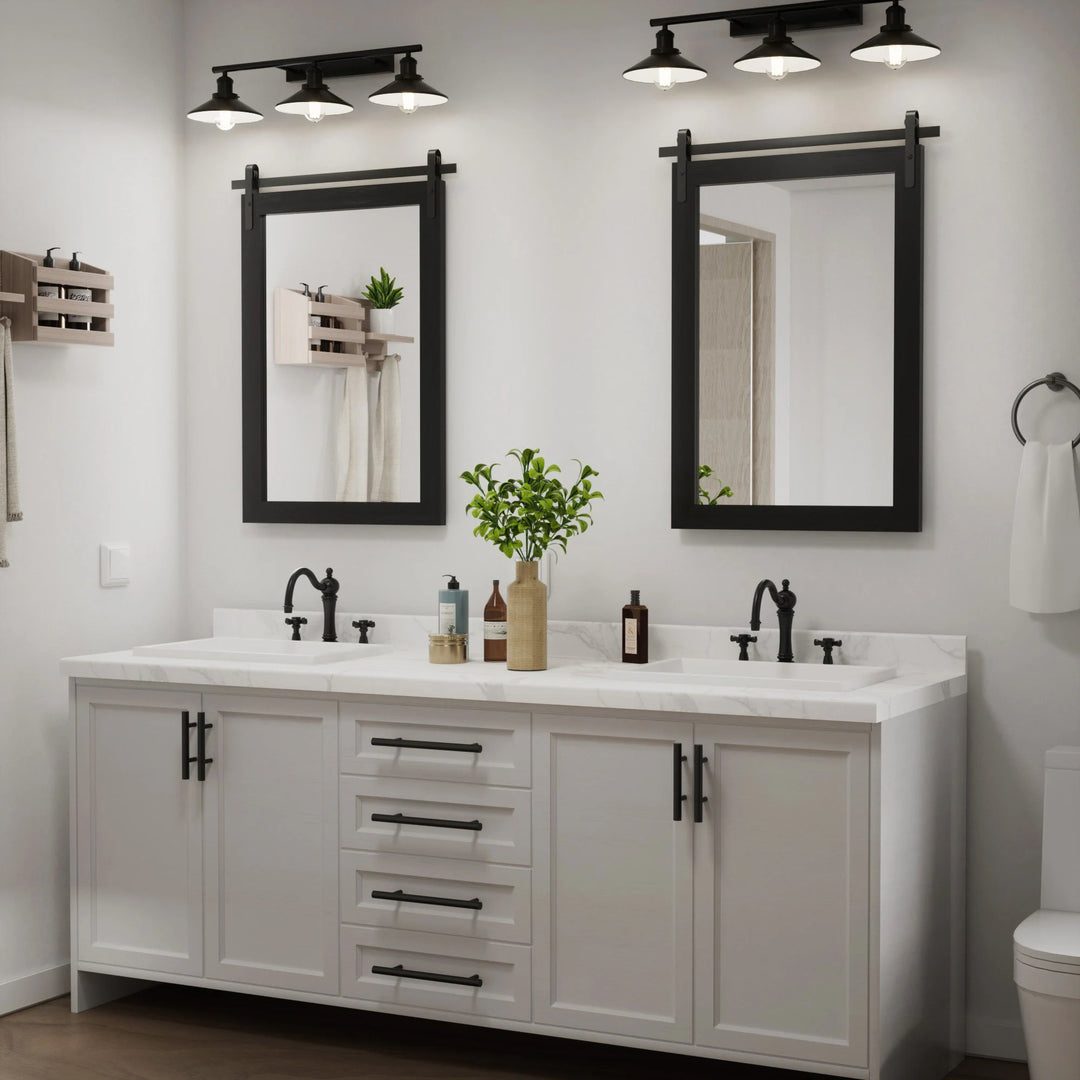 Farmhouse Barn Door Solid Wood Frame Bathroom Vanity Wall Mirror