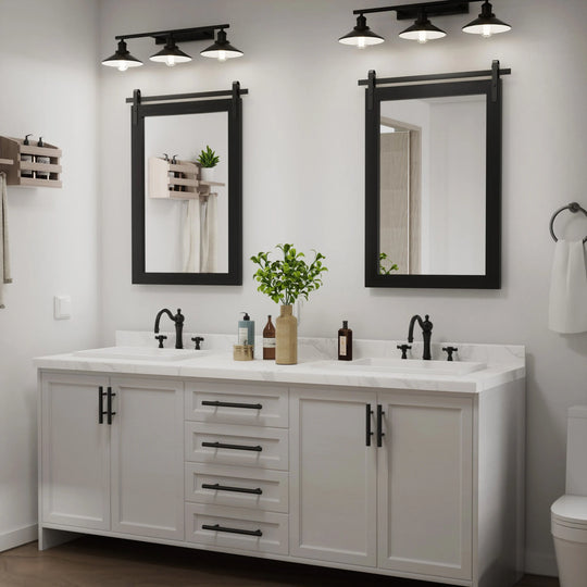 Farmhouse Barn Door Solid Wood Frame Bathroom Vanity Wall Mirror