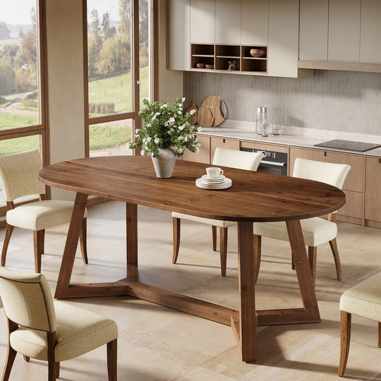 Solid Wood Dining Table, Kitchen Table, Living Room Office Accent Dining Table Gathering Table