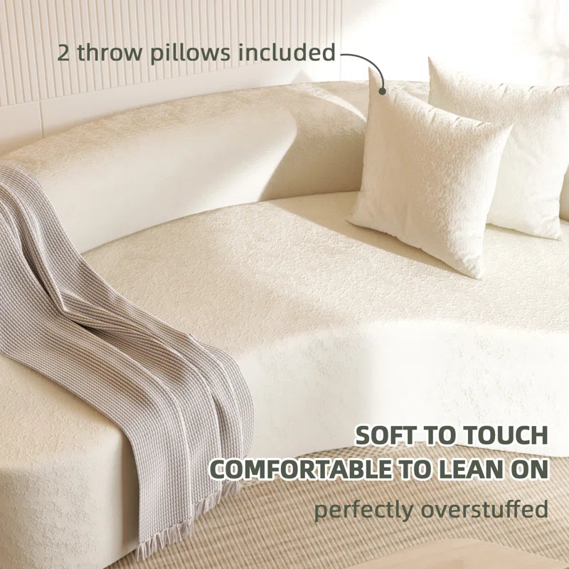 80" Modern Upholstered Sofa with Two Pillows Included