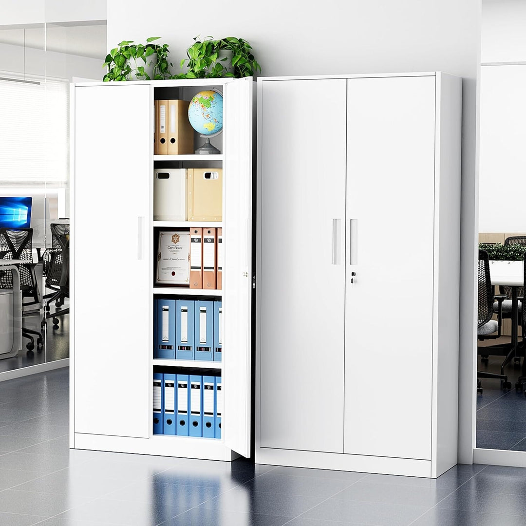 71'' H Metal Garage Storage Work Cabinet with Locking Doors and Adjustable Shelves