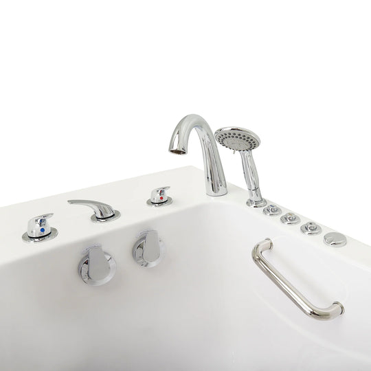 Ella Monaco 32" Acrylic Hydro Massage Walk-In Bathtub with Outward Swing Door, 5 Piece Fast Fill Faucet, 2" Dual Drain
