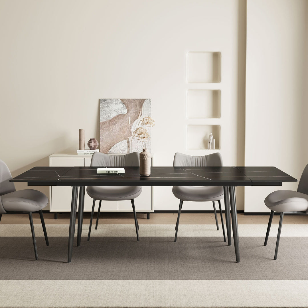 Glossy Slate 63"-95" Extendable Rectangle Dining Table - 94.4"W X 35.4"D X 29.5"H
