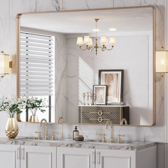 Aluminum Alloy Framed Tempered Glass Wall Decor Vanity Bathroom Mirror