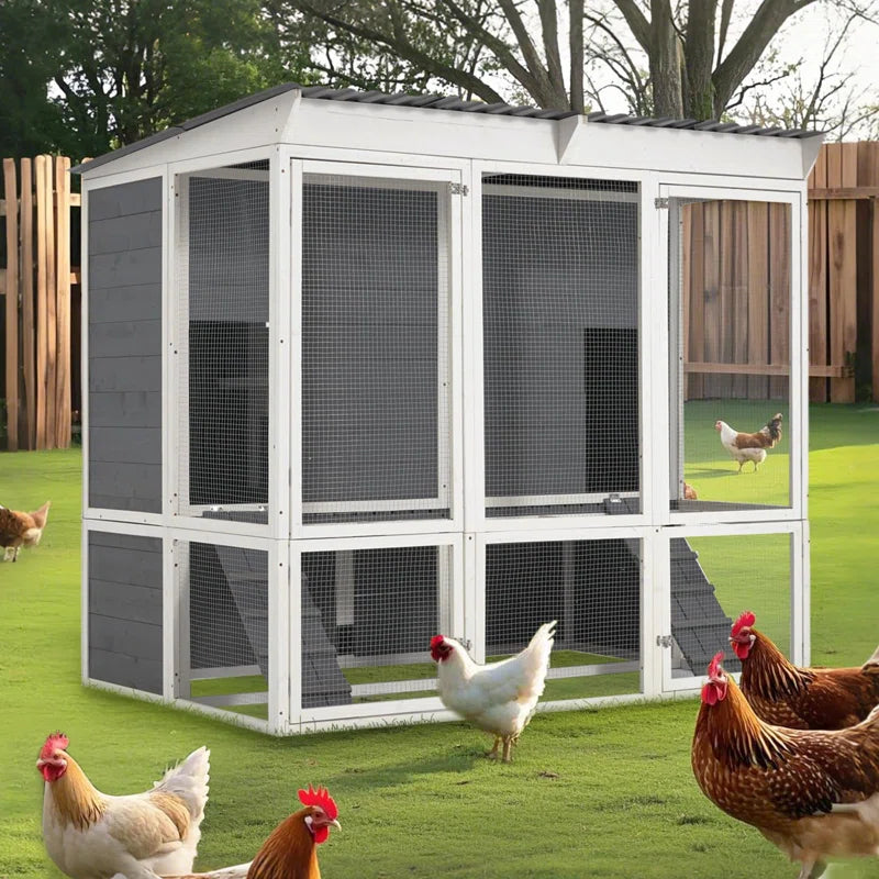 67'' Extra Large Chicken Coop House with 4 Nesting Boxes & Roost Bar for 8-10 Chickens