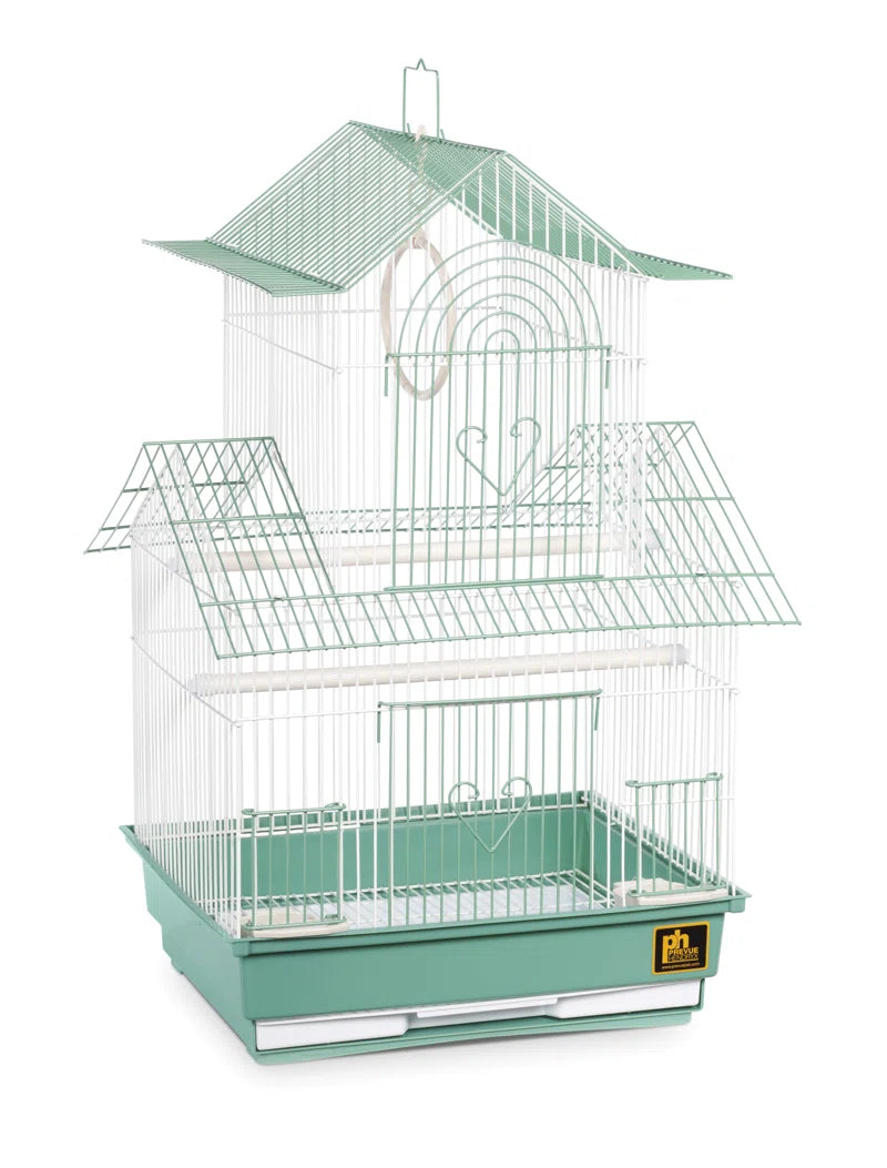 Higbee 22'' Plastic Pointed Top Hanging Bird Cage with Perch