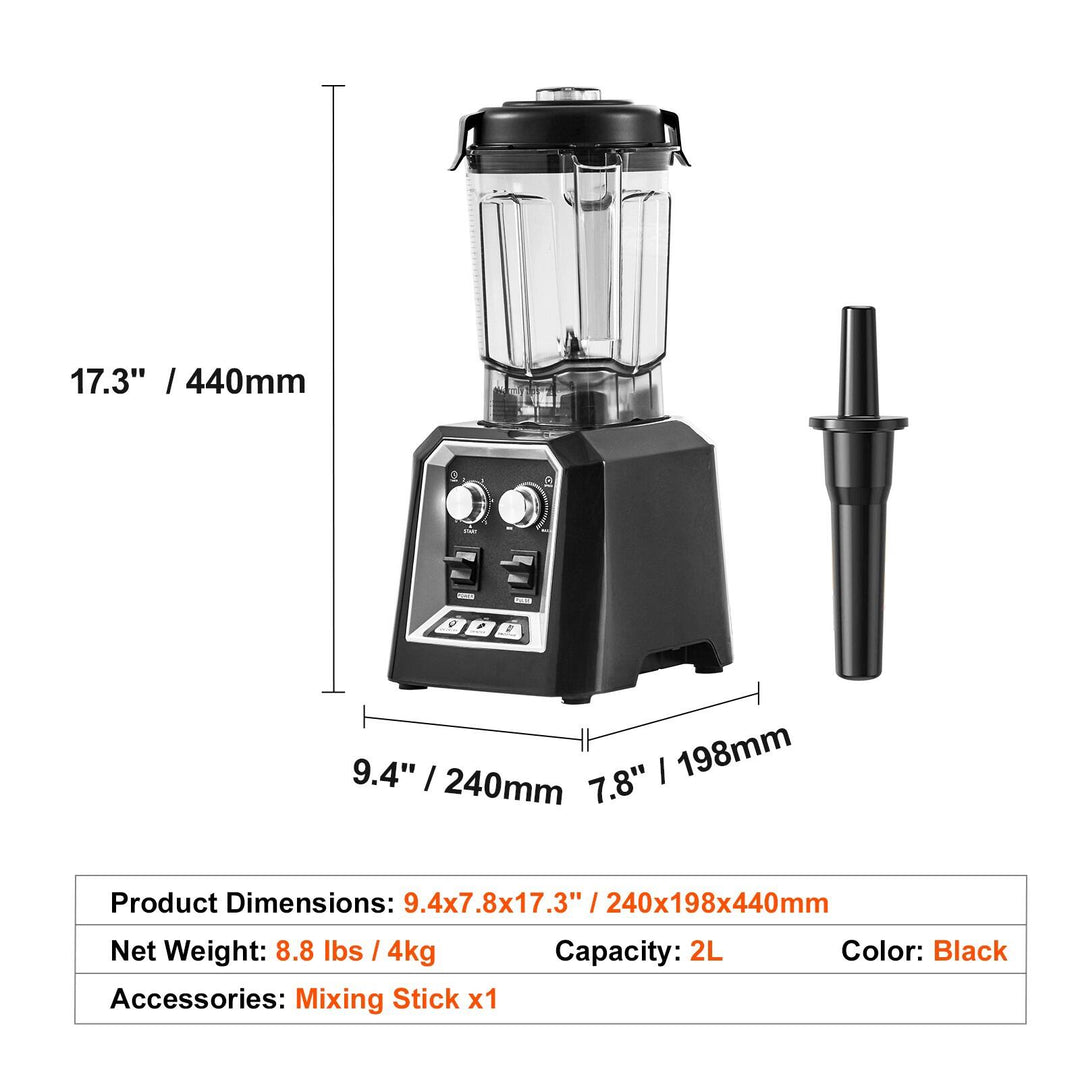 Professional Blender, Commercial Countertop Blenders, 68 Oz Glass Jar Blender Combo, Stainless Steel for Frozen Drinks