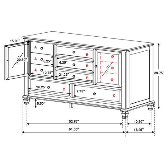 Fraser 61.25'' W 11 - Drawer Dresser