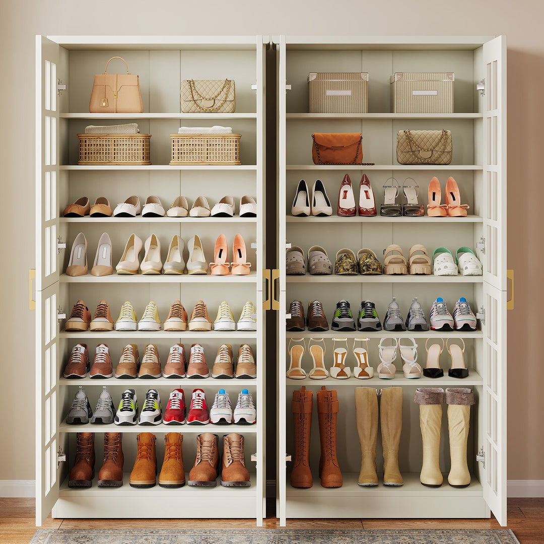 9-Tier Shoe Cabinet with Adjustable Shelves and Doors (71 Inches)