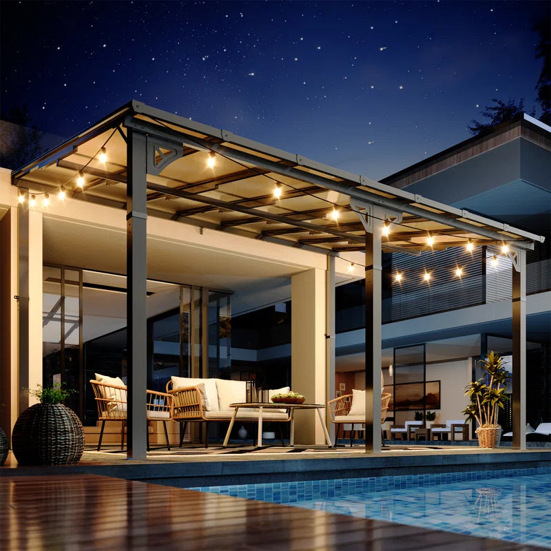 14 Ft. W X 10 Ft. D Aluminum Pergola with Canopy