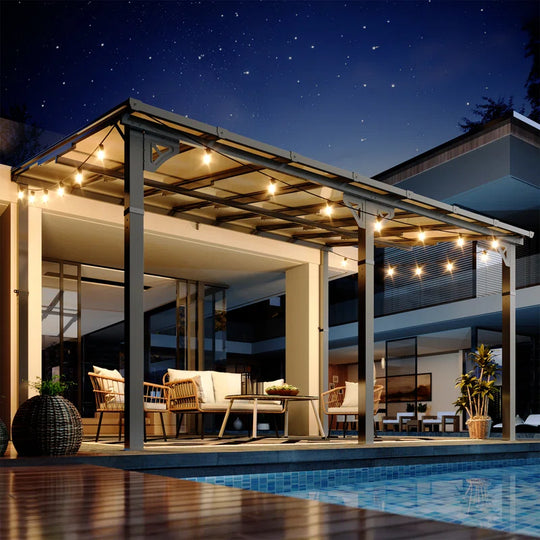 14 Ft. W X 10 Ft. D Aluminum Pergola with Canopy