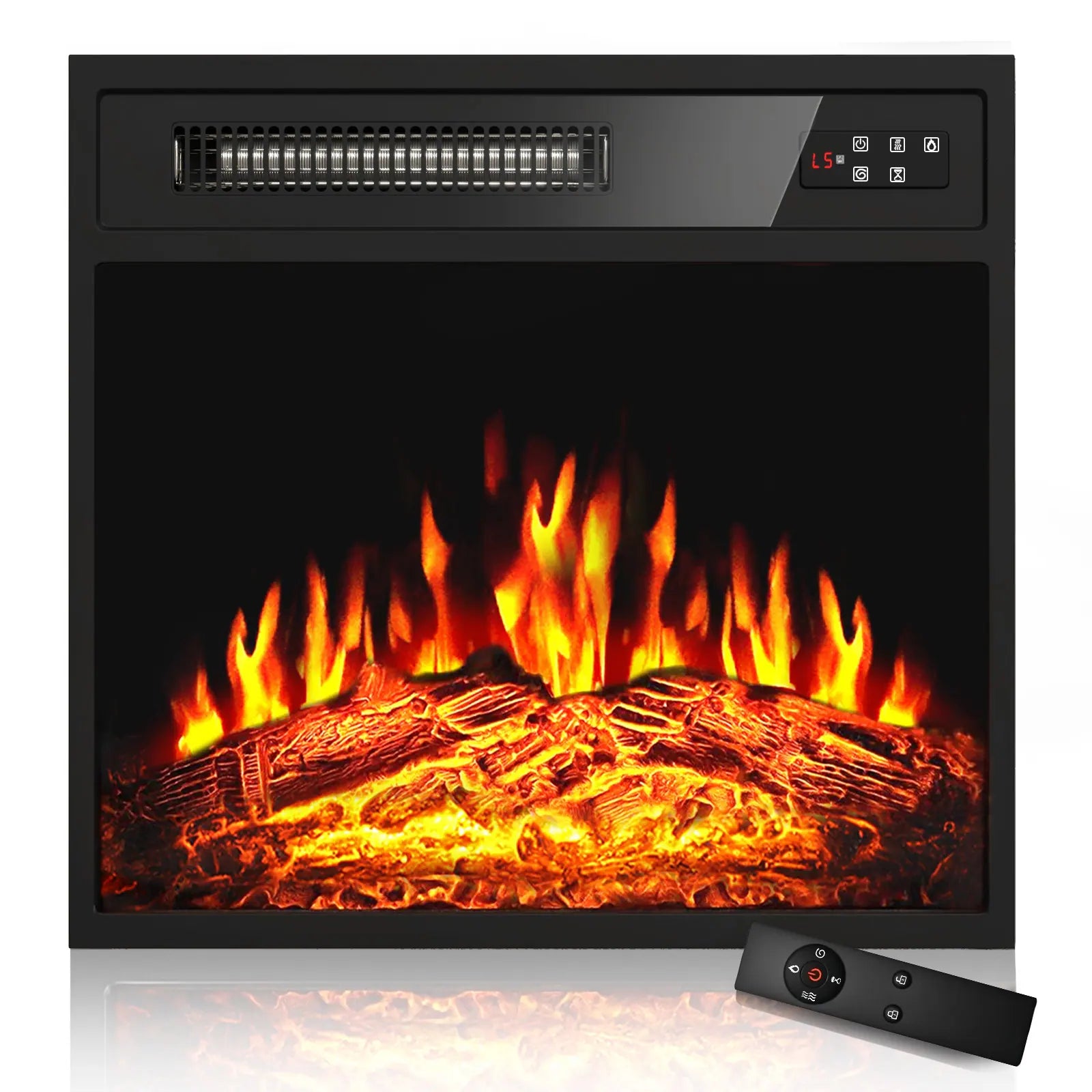 18/23 Inches Electric Fireplace Heater, 750/1500W Electric Fireplace Insert with Overheating Protection