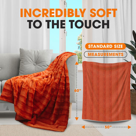 Faux Fur/ Microplush Reversible Throw Blanket