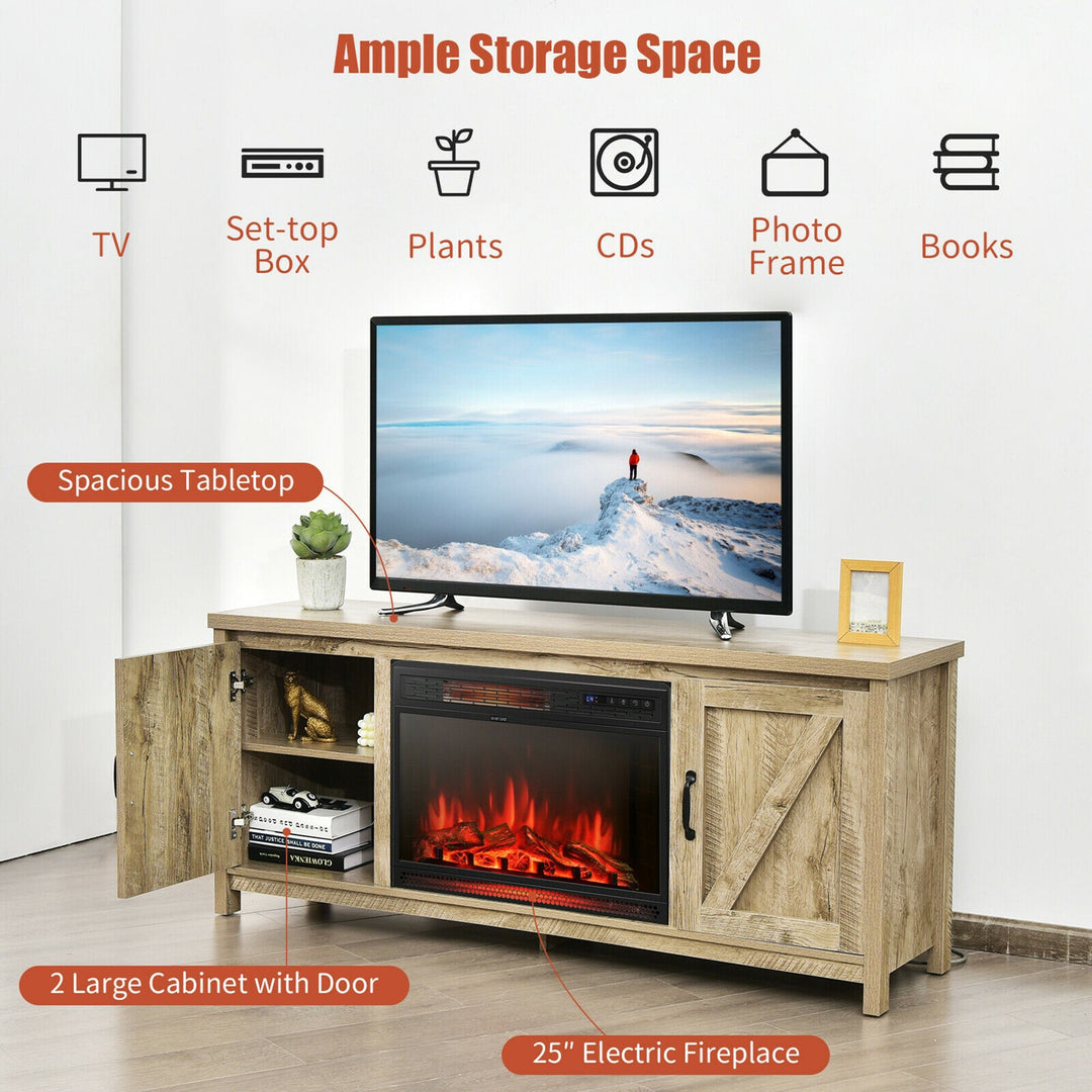 59'' Fireplace TV Stand W/ 25'' 1350W Electric Fireplace Heater