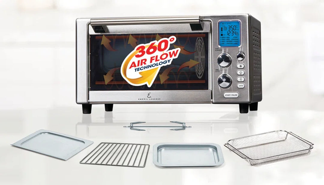 Everyday 360 Stainless Steel Air Fryer, 360° Quick Cook Technology, XL Capacity, 9-In-1, 12 Pre-Set Cooking Functions Including Bake, Rotisserie, Broil, Pizza, Slow Cook, Toaster