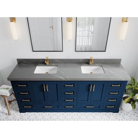 Willow Collection 84 in W X 22 in D X 36 in H Boston Double Bowl Sink Bathroom Vanity with Countertop
