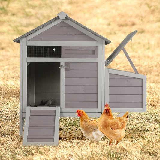 Chicken Coop for 2 Chickens Home Ues Outdoor Small Wooden Chicken House with Expandable Run for Poultry Duck Coop Pull Out Tray Quail Cage, Hen Habitat