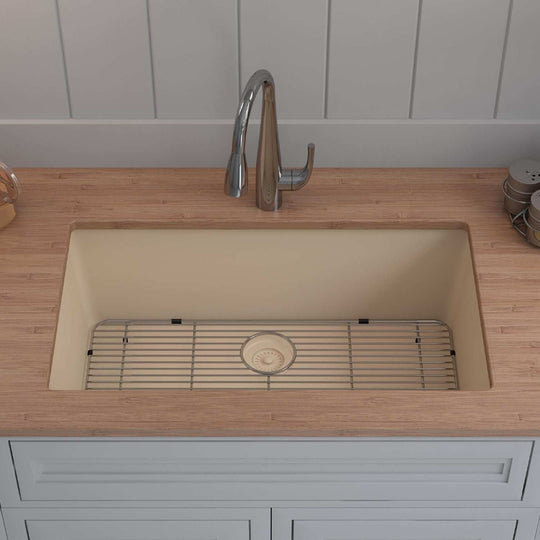 Drop-In Quartz 32 Inch Single Bowl Kitchen Sink Kit - 32"X19"