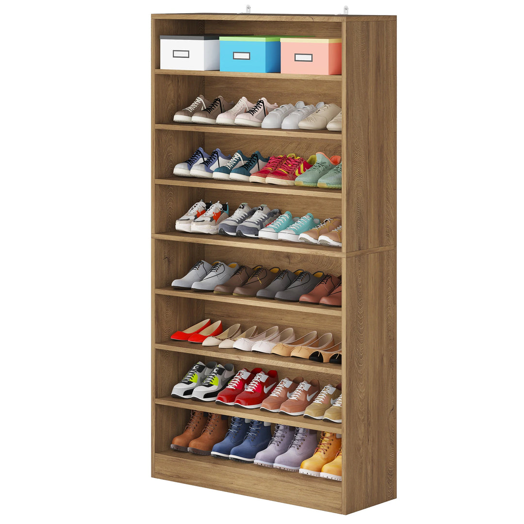 9 Tiers Shoe Cabinet, 40-45 Pairs Heavy Duty Wood Freestanding Shoe Storage Cabinet