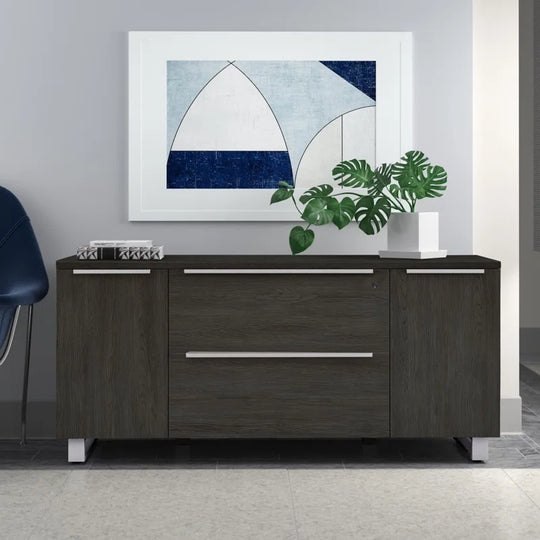 Maysey Metal Base Writing Desk with Power Outlet