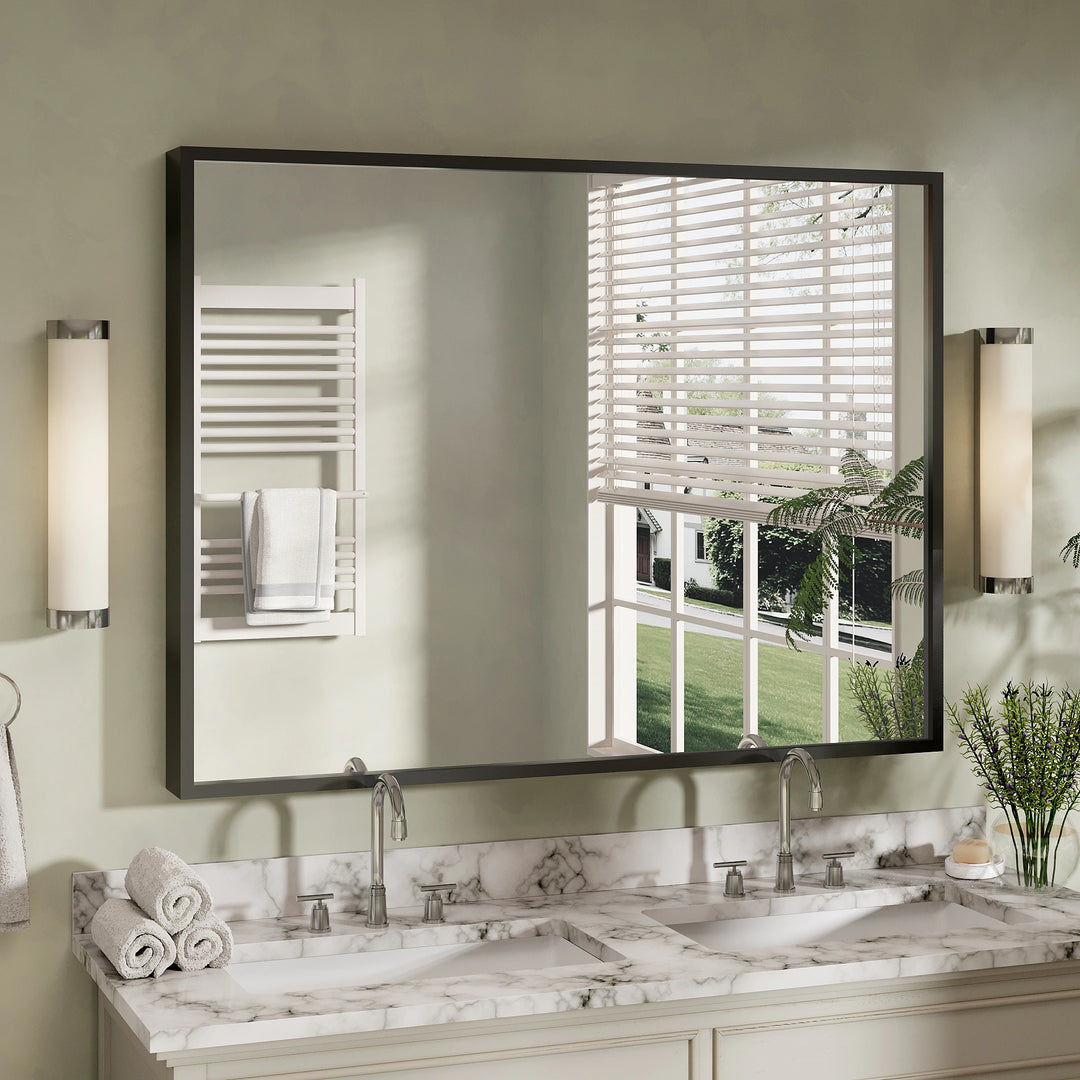 Modern Metal Framed French Cleat Mounted Wall Bathroom Vanity Mirror