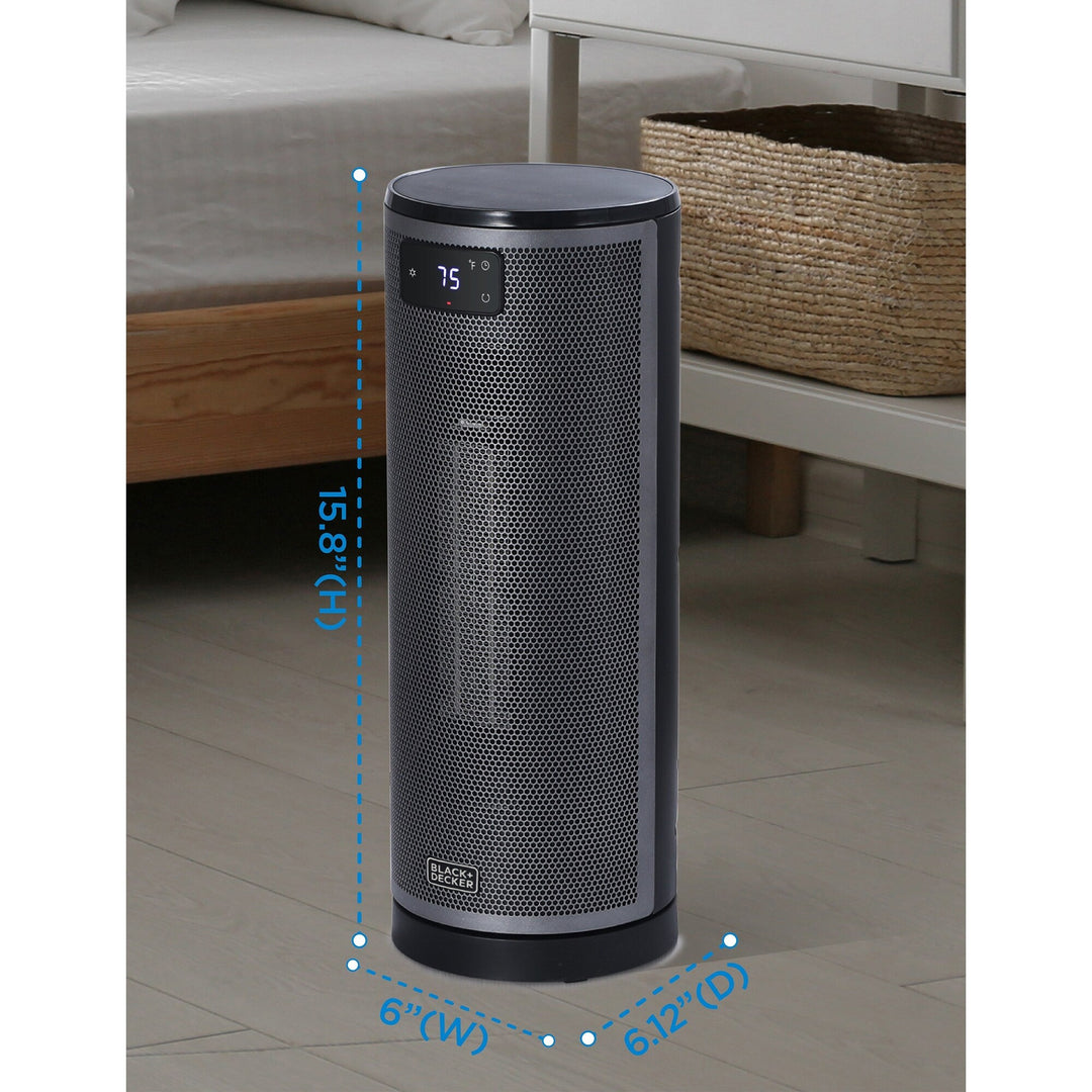 Ceramic Oscillating Tower Heater with Remote Control, Space Heater with Digital LED Display, Black