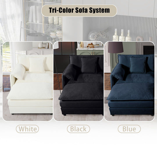 - 6-Piece Modular U-Shaped 143.31" Sectional Sofa with 2 Movable Ottomans