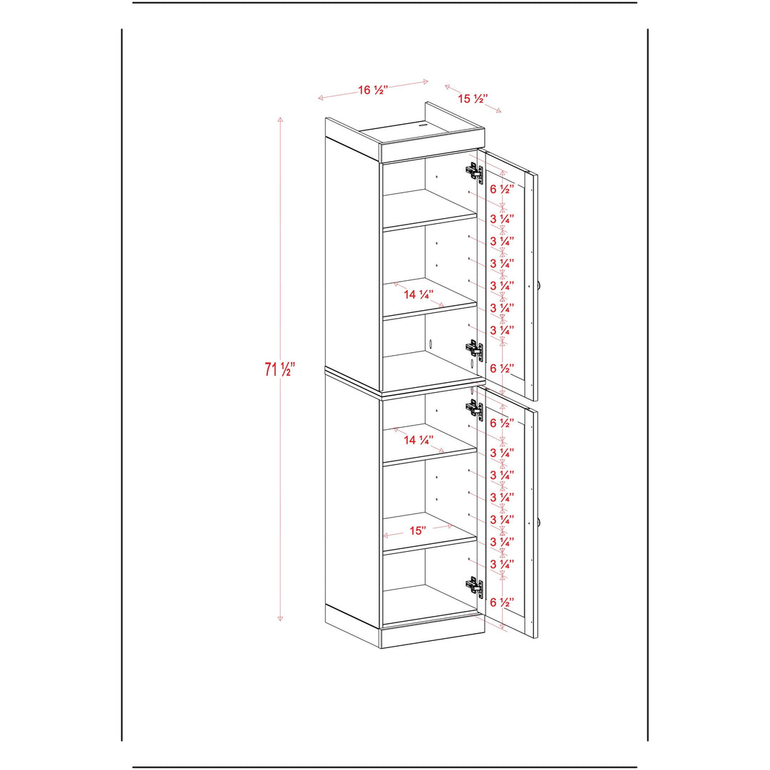 100% Solid Wood Bathroom Storage Cabinet, Adjustable Shelves, 16.5" Wide, 35.75" Tall