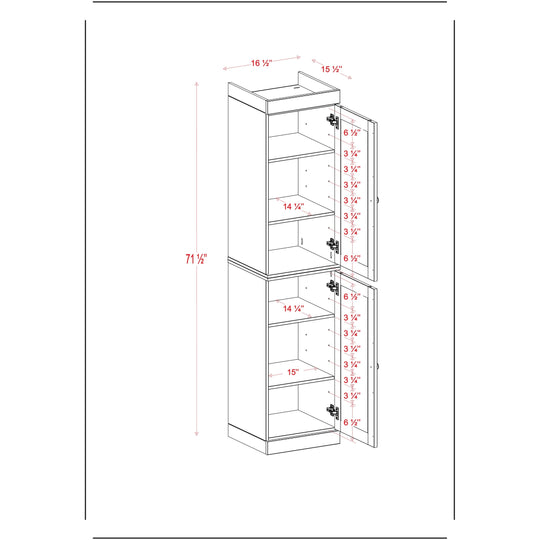 100% Solid Wood Bathroom Storage Cabinet, Adjustable Shelves, 16.5" Wide, 35.75" Tall