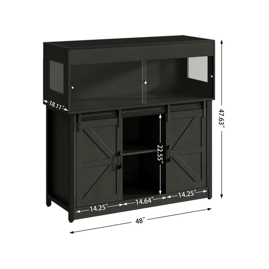Reptile Terrarium with Stand, Reptile Tank with Barn Door and Storage, Vivarium with Acrylic Doors, Ventilated Mesh Top & Power Outlet, for Geckos, Lizards, Snakes Px06Rtb