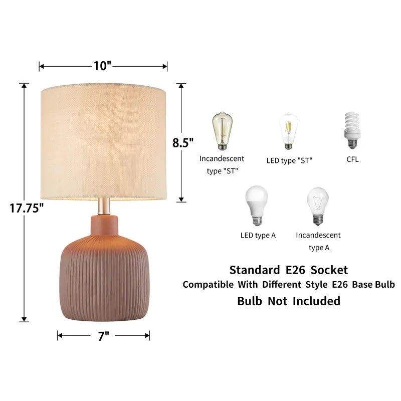 Fluted Ceramic Table Lamp (H18.25" X W10" X D10")