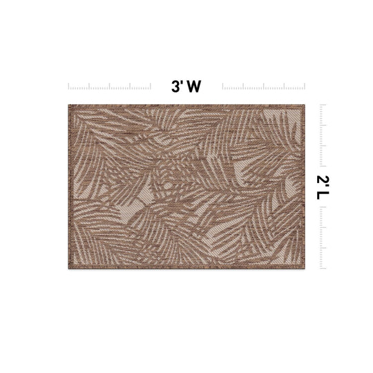 Contemporary Palm Leaf Textured Flat Weave Indoor/Outdoor Area Rug