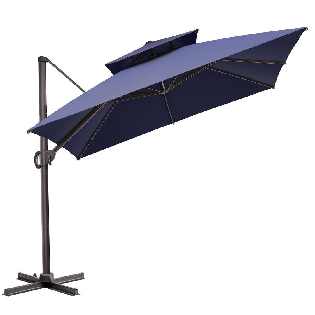 11 X 11 FT Outdoor Square Patio Cantilever Offset Umbrella with Crank and 360 Degrees Rotation
