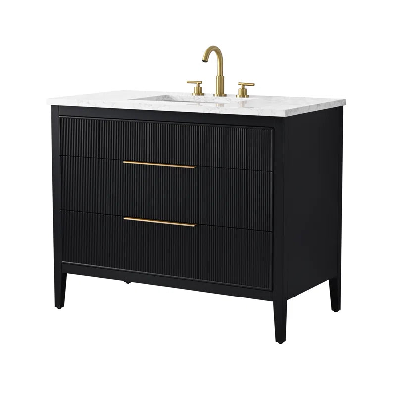 Bilroy Egremt 42'' Single Bathroom Vanity with Engineered Stone Top