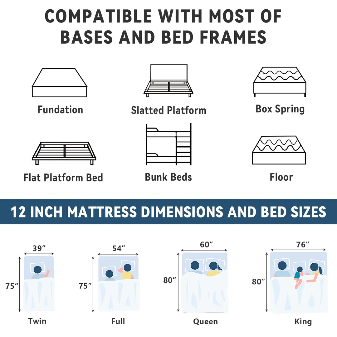 12-Inch Hybrid Mattress with Memory Foam Comfort & Individually Wrapped Coils