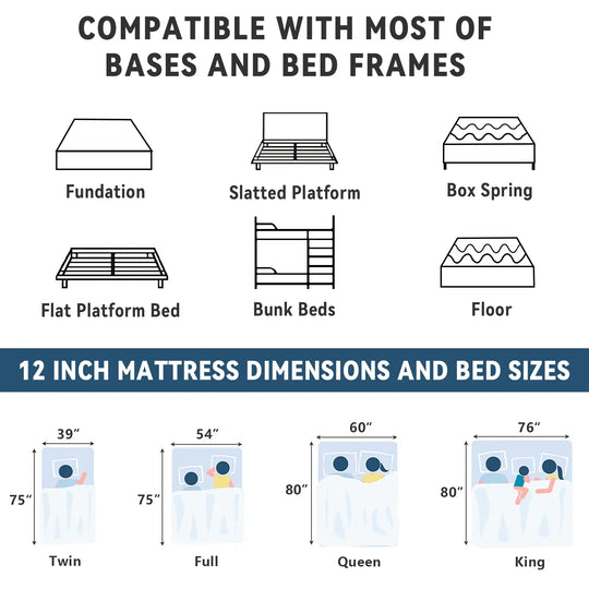 12-Inch Hybrid Mattress with Memory Foam Comfort & Individually Wrapped Coils