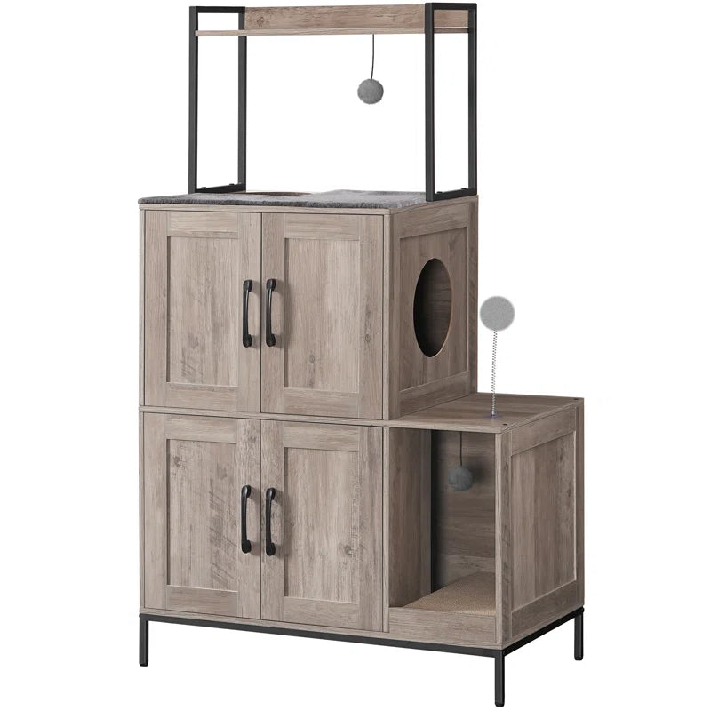 2 in 1 Hidden Cat Litter Box Enclosure Furniture