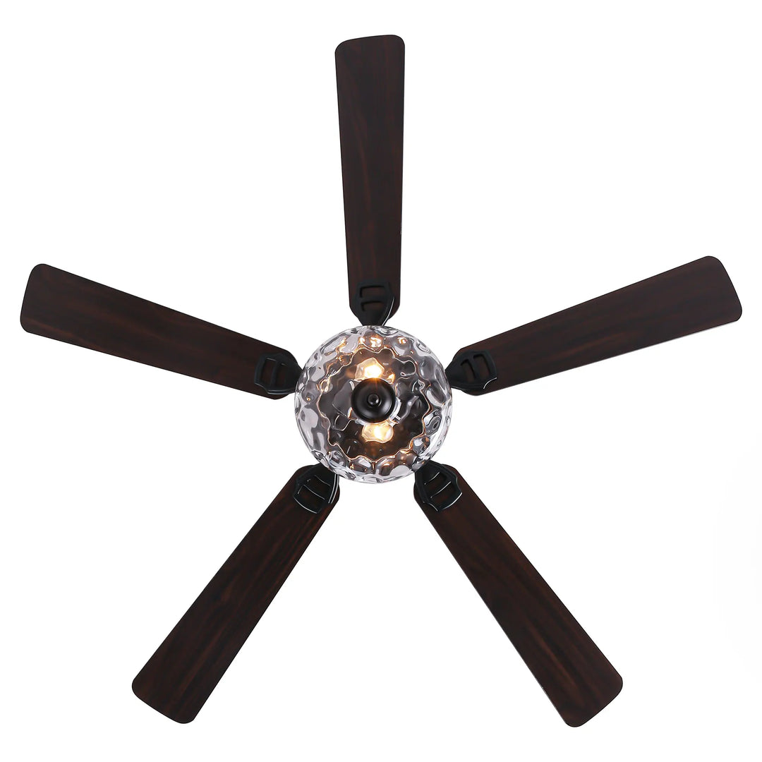 52" Modern Matte Black Reversible Flush Mount Ceiling Fan with Light and Remote - 52 In. D X 52 In. W X 14 In. H