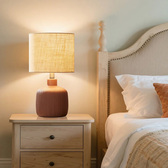 Fluted Ceramic Table Lamp (H18.25" X W10" X D10")