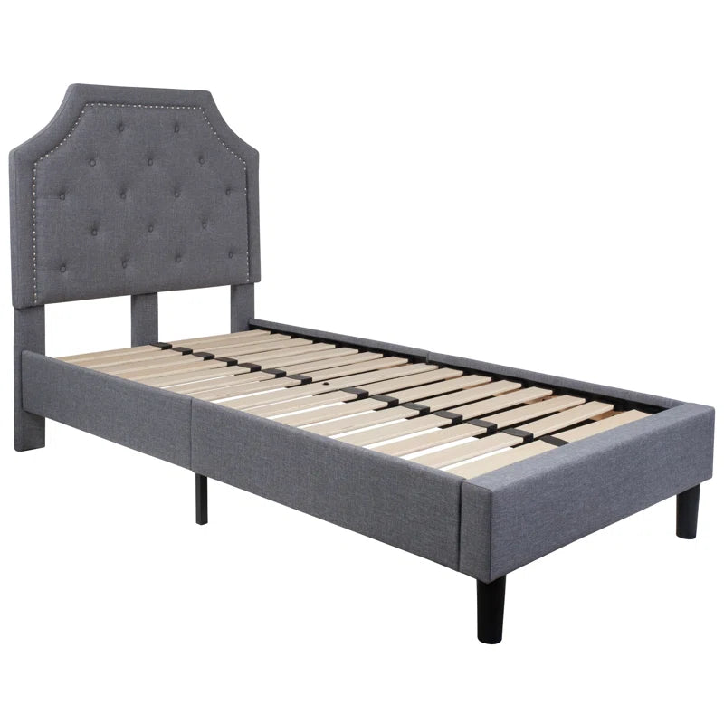 Aluino Arched Button Tufted Upholstered Platform Bed Frame - No Box Spring Required