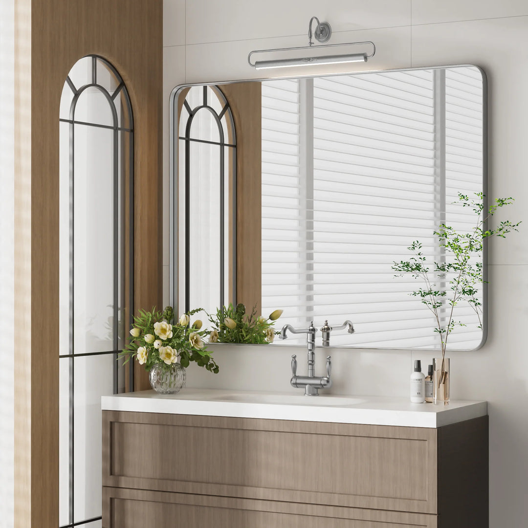 Modern Rounded Rectangle Metal Frame Wall Mirror