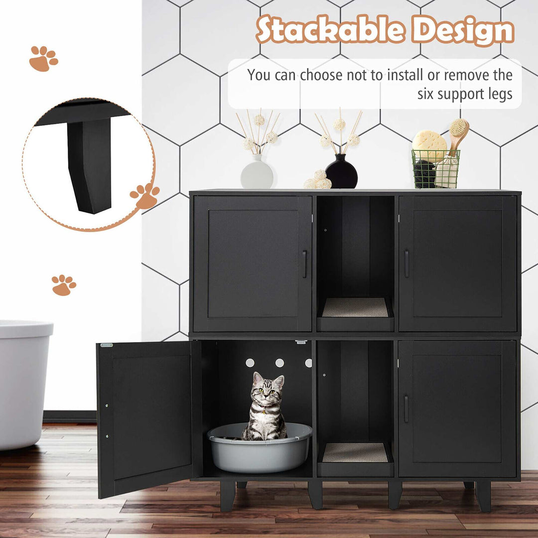 Cat Litter Box Enclosure TV Stand Cabinet Hidden Cat House