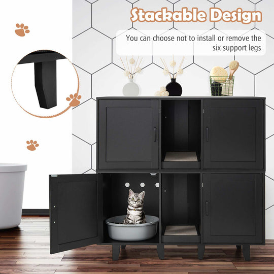 Cat Litter Box Enclosure TV Stand Cabinet Hidden Cat House