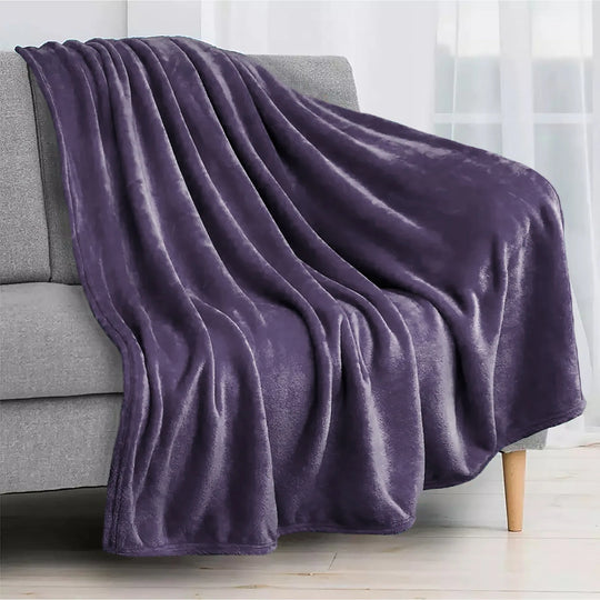 Cozy Microfiber Extra Soft Solid Color Throw Bed Blanket