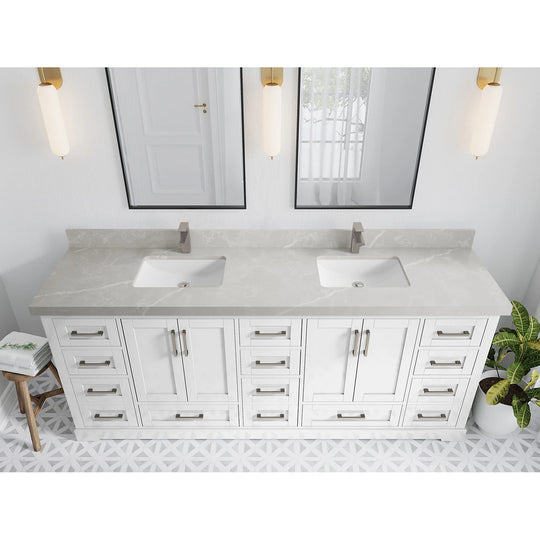 Willow Collection 84 in W X 22 in D X 36 in H Boston Double Bowl Sink Bathroom Vanity with Countertop