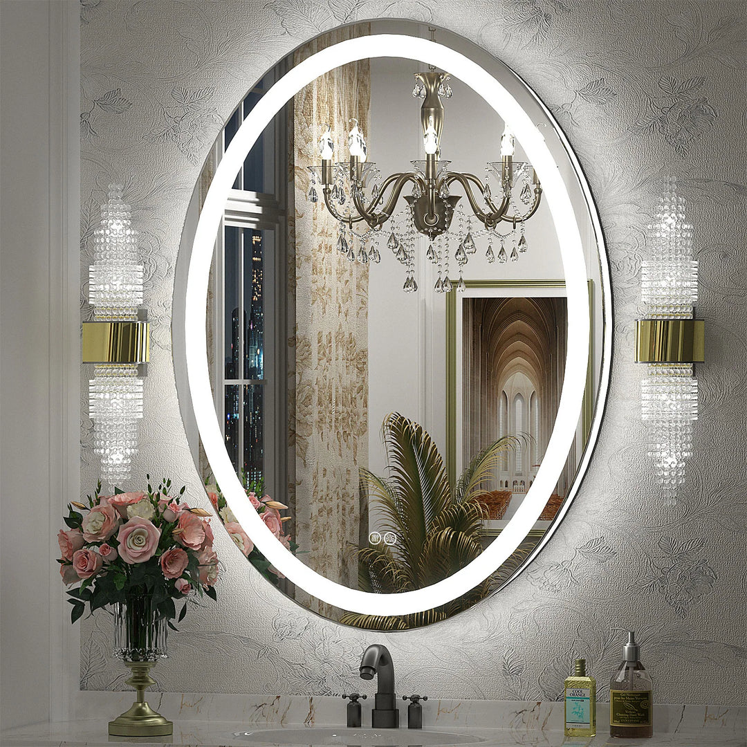 Super Bright Oval LED Lighted Anti-Fog Tempered Glass Bathroom Vanity Mirror with ETL and 3-Year Warranty