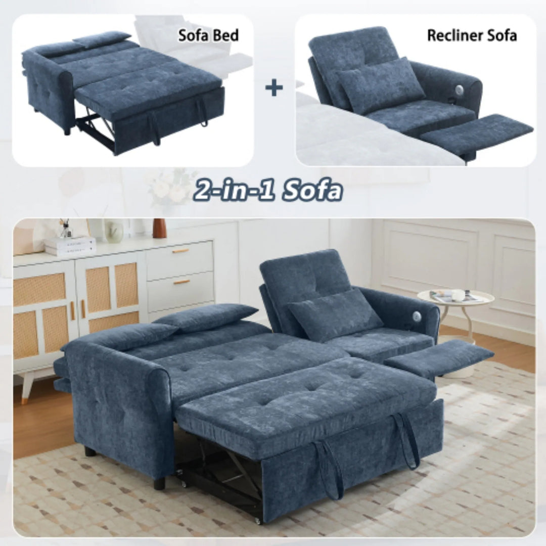 2-In-1 Sofa with Pull-Out Sleeper & Reversible Recliner by
