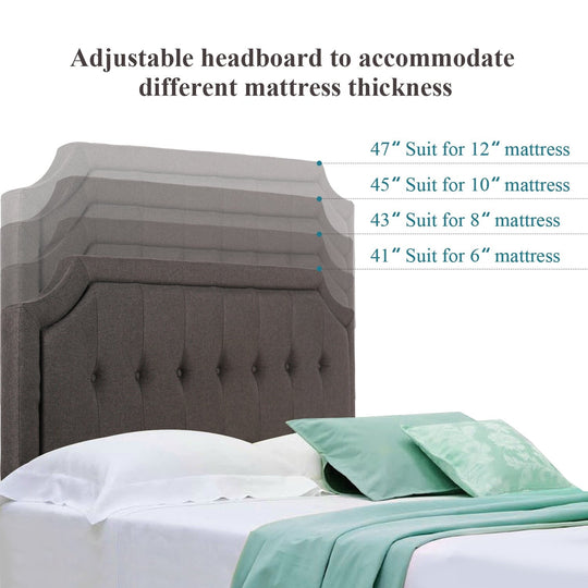 Javlergo Modern Upholstered Bed Frame with Height Adjustable Headboard Heavy-Duty Frame No Box Spring Needed